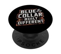 Blue Collar Built Different Funny Work Pride Design Tees PopSockets PopGrip Adhesivo