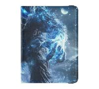 Blue Cool Fire Monster - Funda de piel decorativa para pasaporte, libro de vacunas, funda protectora para pasaporte, documentos de viaje, cartera ligera, Blue Cool Fire Monster, 1 size