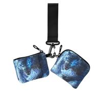 Blue Cool Flame Cheetah - Carteras de muñeca dobles para mujer, pequeño portatarjetas portátiles con correa de muñeca para mujer, 2 paquetes, Guepardo azul con llama fría, 1 size, Casual