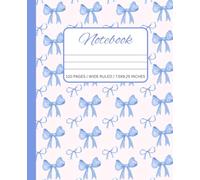 Blue Coquette Bow Notebook - Wide Ruled Composition Notebook: Pastel Blue Aesthetic Journal with Cute Ribbon Design | 110 Lined Pages for School, Notes & Writing | Soft Girl Style | 7.5 x 9.25 inches