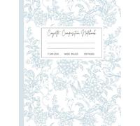 Blue Coquette Composition Notebook: Cottagecore Aesthetic Floral Wide Ruled Journal for Girls, Teens, Women, 7.5x9.25", 110 Pages.