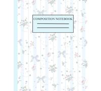 Blue Coquette Composition Notebook: Cute bows | College Ruled | 7.5 x 9.25" | 110 Pages