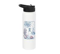 Blue Coral Coquette Beach Velero Japonés Verano Stainless Steel Insulated Water Bottle