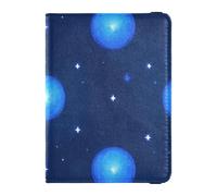 Blue Cosmic Planet - Cartera de cuero para pasaporte y tarjeta de vacunación para viaje, combo de soporte para pasaporte con ranura para tarjeta de vacunación para hombres, ultra delgada, Planeta