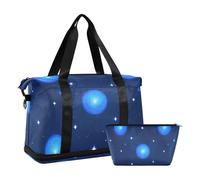 Blue Cosmic Planet - Juego de 2 bolsas de lona deportivas para fin de semana con bolsa de aseo para deportes, Planeta cósmico azul, 1 size