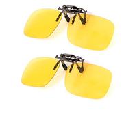 BLUE CUT Clip En Gafas De Visión Nocturna Polarizadas Abatible Antirreflectante Antideslumbrante Uv-400 Desgaste Sobre Gafas unisex-adulto|2Pack Amarillo|