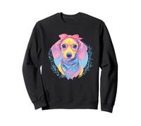 Blue Dachshund Retrato Floral Amante Perro Gráfico Arco Rosa Sudadera
