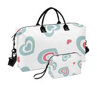 Blue Design - Juego de 2 bolsas de viaje con diseño de corazón hueco, bolsa de viaje para fin de semana, bolsa de gimnasio con correa ajustable para senderismo, diseño de corazón hueco, talla única,