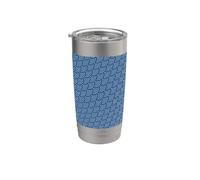Blue Diagonal Waves Curved Lines Geometric Pattern Vaso térmico de acero inoxidable de doble pared