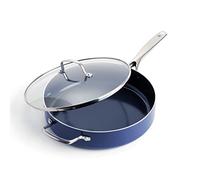 Blue Diamond Cookware Sartén para Saltear de 28 cm con Revestimiento Cerámica Antiadherente Reforzado con Diamantes, Sin PFAS, Inducción, Apta para Lavavajillas, Apta para Horno, Azul