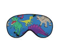 Blue Dino Sleep Mask Grunge Design Blindfold para dormir Elástico Blackout Eye Mask Cover para toda la noche de sueño, viaje y siesta