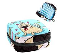 Blue Dog Unicorn Period Pouch portátil, bolsa de almacenamiento de tampones para servilletas sanitarias, Varios colores, 4.7x6.6x6.6 in/12x17x17 cm