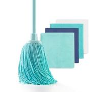 Blue Dolphin - Fregona con 4 bayetas de Microfibra reciclada Set de Limpieza sostenible para hogar y Todo Tipo de Superficies Super Absorbente y Resistente