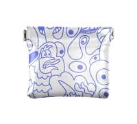 Blue Doodle Monsters Aliens - Monedero portátil de cuero para mujer, bolso de maquillaje para niñas y mujeres, Blue Doodle Monsters Aliens, 4.33"(L) x 3.74"(W) x 0.39"(H), Classic