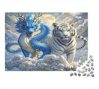 Blue Dragon and White Tiger Colourful Blue Dragon & White Tiger 1000 Pieces Jigsaw for Adults The Impossible Challenge Brain Development 52x38cm/1000pcs
