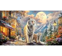 Blue-Dragon-and-White-Tiger-in-Clouds 1000 Piezas Puzzle de Papel Reciclado Juego Educativo relajación para Adultos y niños de 12 años y más 38x26/1000pcs