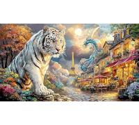 Blue-Dragon-and-White-Tiger-in-Clouds 1000 Piezas Puzzle Educativo Papel Reciclado Juego Familiar Desafiante para decoración Mural y Regalos 70x50/1000pcs