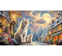 Blue-Dragon-and-White-Tiger-in-Clouds 1000 Piezas Puzzle Familiar Papel Reciclado Desafiante y Divertido para Adultos Decoración Mural 70x50/1000pcs