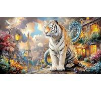 Blue-Dragon-and-White-Tiger-in-Clouds 1000 Piezas Puzzle Reciclado Decoración Mural Hermosa Juego Educativo para Adultos Desafiante 38x52/1000pcs