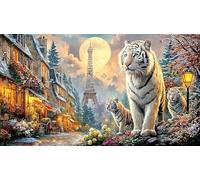 Blue-Dragon-and-White-Tiger-in-Clouds 1000 Piezas Puzzle Reciclado Juego Familiar Divertido Desafiante para Adultos Decoración Mural 70x50/1000pcs