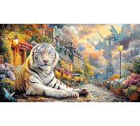 Blue-Dragon-and-White-Tiger-in-Clouds Puzzle de 1000 Piezas para Adultos Regalo para Mujeres y Hombres Idea Actividad en casa 70x50/1000pcs