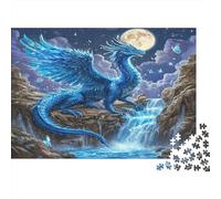 Blue Dragon Fantasy Colourful Blue Winged Dragon 1000 Pieces Jigsaws Adults The Impossible Challenge Home Activity 70x50cm/1000pcs