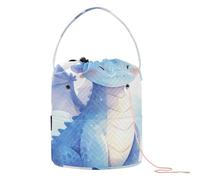 Blue Dragon with Baby Dragon Art Crochet Yarn Bag Storage Containers Portable Storage Bag for Knitting Needles Travel Knitting