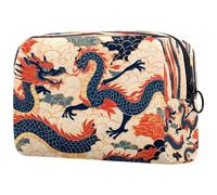 Blue Dragons on Auspicious Clouds - Bolsa de cosméticos para mujer, neceser de viaje, bolsa organizadora de maquillaje grande con cremallera, multicolor, 18.5x7.5x13cm/7.3x3x5.1in, Neceser