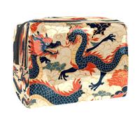 Blue Dragons on Auspicious Clouds - Bolsa de cosméticos para mujer, neceser de viaje, grande, de PVC, organizador con cremallera, multicolor, 18.5x7.5x13cm/7.3x3x5.1in, Neceser