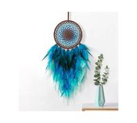 Blue Dream Catcher, Feather Beaded Dream Catcher Native American Round Mesh Wall Decor