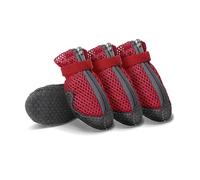 Blue Dream Island Botas para perro, de malla transpirable, antideslizantes, para mascotas, antilamidas en los pies, cubierta protectora para caminar, talla L (rojo)