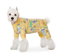 Blue Dream Island Traje de recuperación para perros pequeños, mameluco de 4 patas para perro, protector de heridas antilamidas para cuidado postoperatorio, lindo pijama para cachorros, ropa antipelo