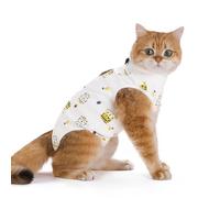 Blue Dream Island Traje de recuperación quirúrgica de dibujos animados de gato, esterilización de mascotas, antilamidas, chaleco, protección contra heridas abdominales, traje de recuperación, mameluco