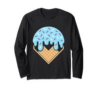 Blue Dripping Ice Cream Baseball Home Plate Sports Lover Manga Larga