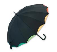 Blue Drop Paraguas automático doble tela - colores arco iris- tela inferior multicolor- paraguas resistente- paraguas rainbow original-antiviento- color negro