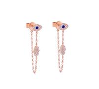 Blue Evil Eye Protection Hamsa Hand of Fatima Dangle Drop Pendientes para mujeres Post Moda Cúbico Cúcico Cristal Stud Dainty Joyería Lucky Regalos Hija Amistad Cumpleaños