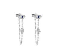 Blue Evil Eye Protection Hamsa Hand of Fatima Dangle Drop Pendientes para mujeres Post Moda Cúbico Cúcico Cristal Stud Dainty Joyería Lucky Regalos Hija Amistad Cumpleaños