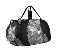 Blue Eyed Gray Tabby Cat - Bolsa de lona para gimnasio con compartimento para zapatos, ligera, para viajes, natación, baile, ballet