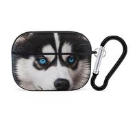 Blue Eyed Husky - Funda protectora para AirPods Pro 2, a prueba de golpes, carcasa rígida para mujeres y hombres, compatible con Airpod Pro Case 2ª/1ª generación con llavero, color negro