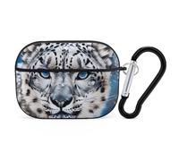Blue Eyed Snow Leopard AirPods Pro 2 - Funda protectora rígida a prueba de golpes para mujeres y hombres, compatible con Airpod Pro de 2ª y 1ª generación con llavero, color negro
