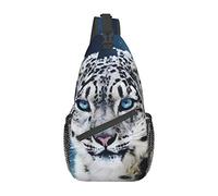Blue Eyed Snow Leopard Beautiful Vintage Pink Flower Crossbody Bag, Hombres y Mujeres Sling Chest Cross Body Bag, Utilizado para el Ocio y los Viajes