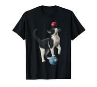 Blue Eyes Arte Tierra Espacio Gato Amante Camiseta