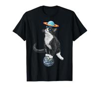 Blue Eyes Graphic Earth Design Space Cat Dad Camiseta