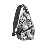 Blue Eyes Husky Print Sling Bag para hombres y mujeres, bolsa cruzada para el pecho, mochila para viajes, senderismo