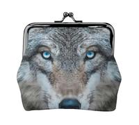 Blue Eyes Wolf 1 - Monedero compacto con diseño de lobo y cierre de beso, bonita cartera para monedas, tarjetas