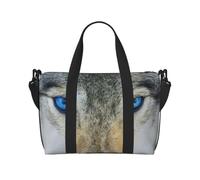 Blue Eyes Wolf - Bolsa de viaje de mano para gimnasio, fin de semana, durante la noche, entrenamiento, viajes, yoga, Black, Talla única, Clásico