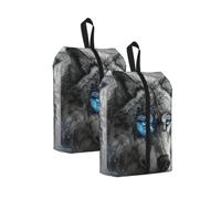 Blue Eyes Wolf Print - Bolsa de almacenamiento de zapatos de viaje unisex ligera y portátil, 2 unidades., Talla única, Organizador de bolsas