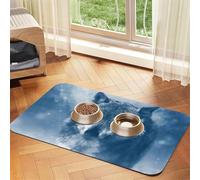 Blue Eyes Wolf,Waterproof Pet Feeding Mat,PU Leather Placemats for Cat Dog Water Bowl,Food Mats,40x60cm