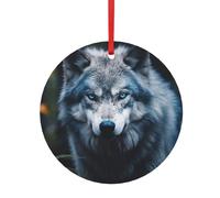 Blue Eyes Wolf1 - Adorno de Navidad creativo de metal para decoración navideña, varios tamaños (S, L)