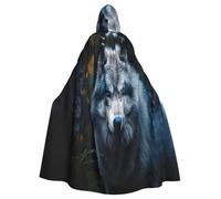 Blue Eyes Wolf1 - Capa de longitud completa con capucha unisex para Halloween, cosplay y festivales renacentistas